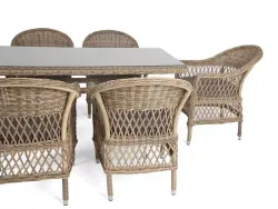 "Амароне" обеденная группа из искусственного ротанга на 6 персон, цвет соломенный