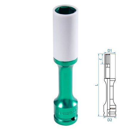 Цена на KING TONY 495519MX Головка торцевая ударная глубокая 1/2", 19 мм, тонкостенная, пластиковая защита