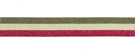 Лента жаккардовая с метанитью,р.90424, 28 мм  хаки-беж.-малинов.