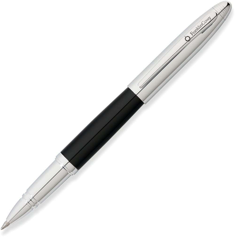 Ручка-роллер FranklinCovey Lexington FC0015-1 цвет черный и хром в подарочной коробке