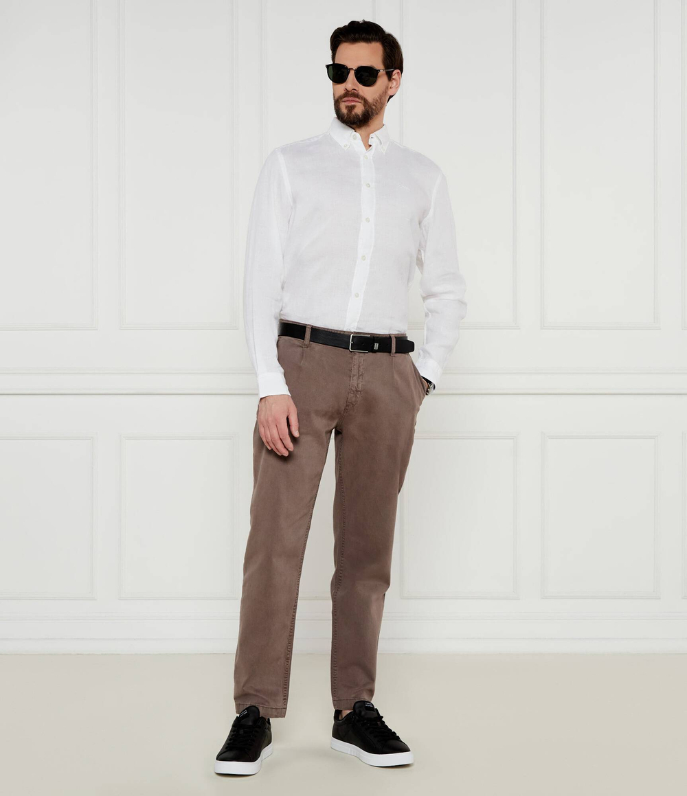 Льняная рубашка H-LIAM-BD-E-C1-243 BOSS BLACK - белый(50522592)