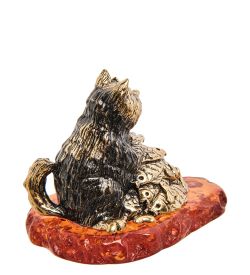 Народные промыслы AM-3086 Фигурка «Кот Коммерсант» (латунь, янтарь)