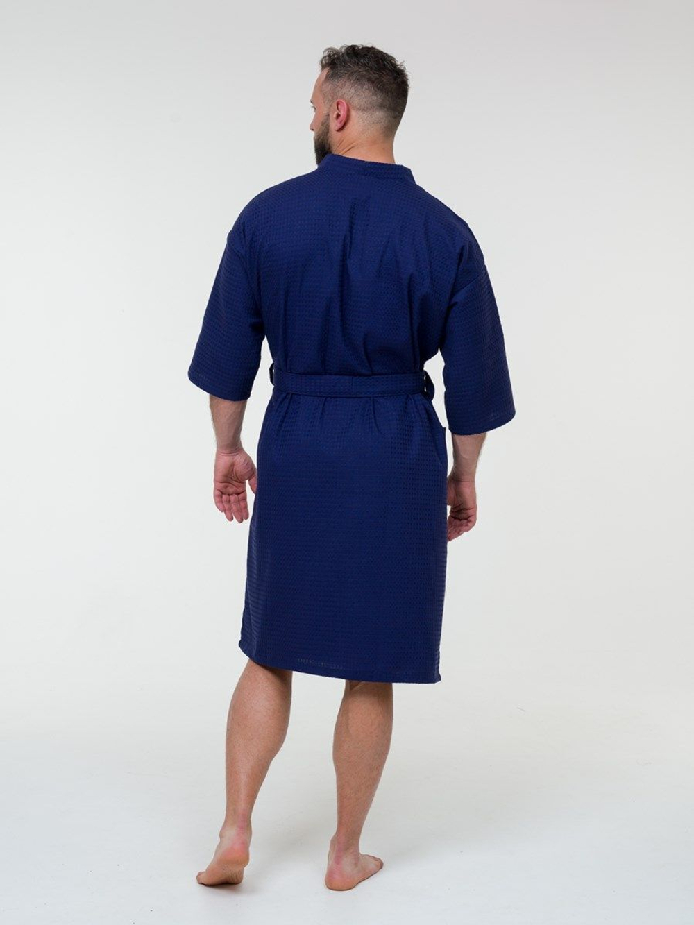 Халат вафельный 52-54 темно-синий
