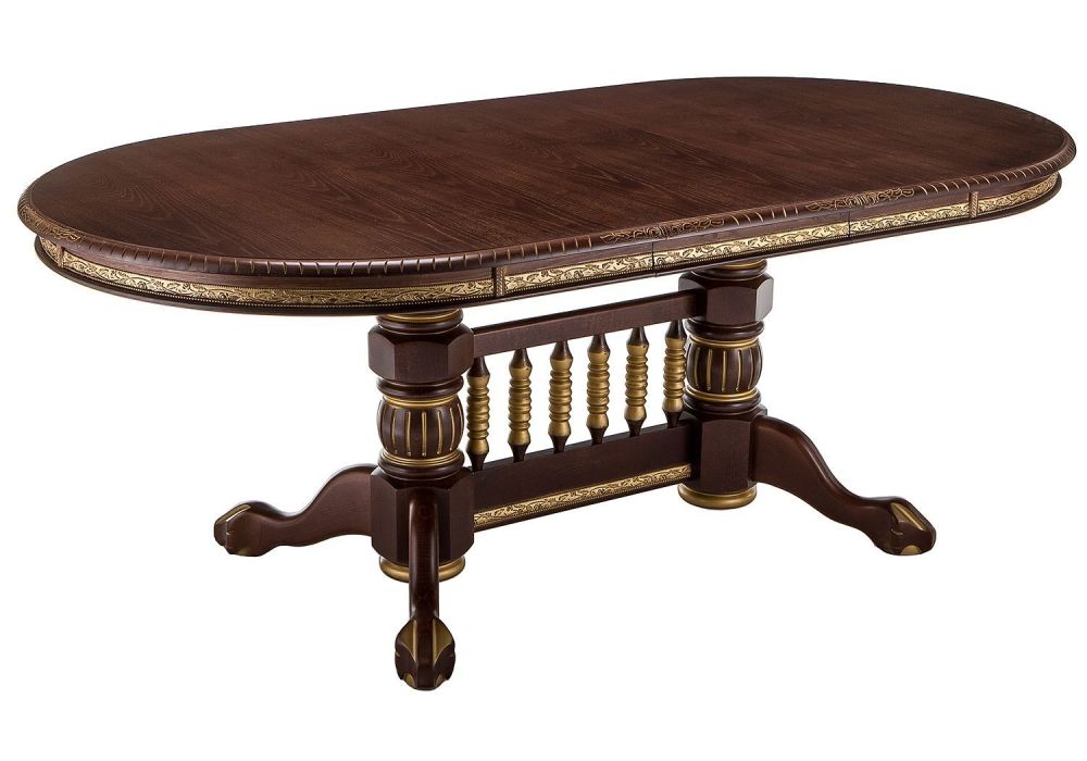 Деревянный стол Кантри 160(200-240)х107х78 орех с золотой патиной