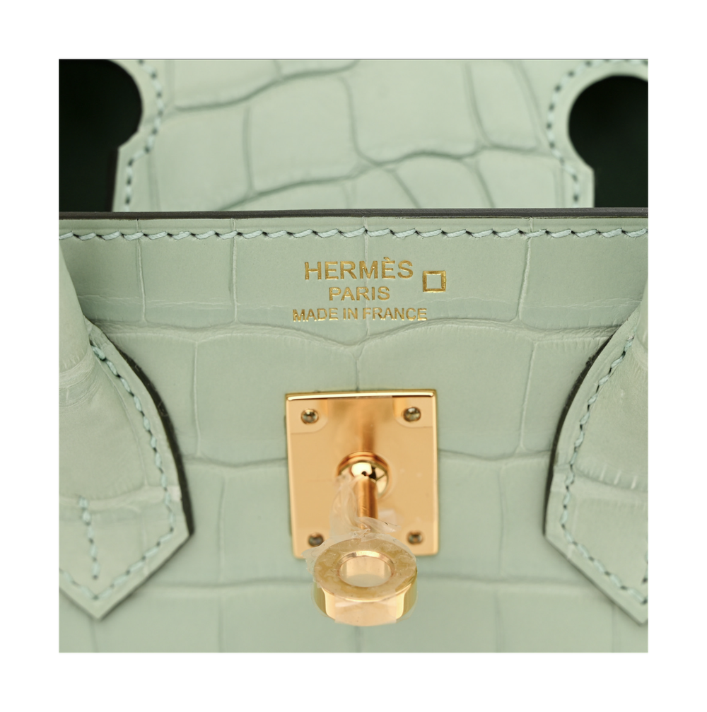 HERMÈS Birkin 25 Vert D’Eau из матовой кожи аллигатора, позолоченная фурнитура, «never worn»