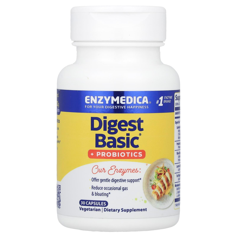 Enzymedica, Digest Basic®, с пробиотиками, 30 капсул