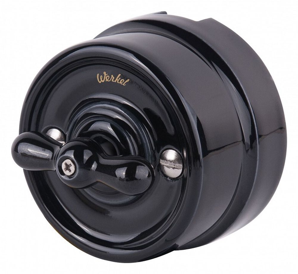 Выключатель на 4 положения двухклавишный без рамки Werkel Ретро (черный) W5620008