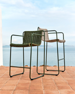 Полубарный стул Maurina из зелёной оцинкованной стали и зелёного шнура 64,5 см