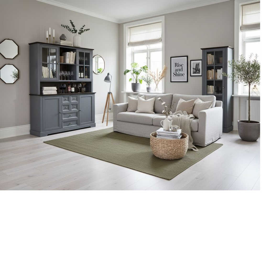 Шкаф витрина, 103х41х139, Лэйквью, буфет в кухню, сервант с 2 раздвижными дверями из массива дерева, MAKOSA