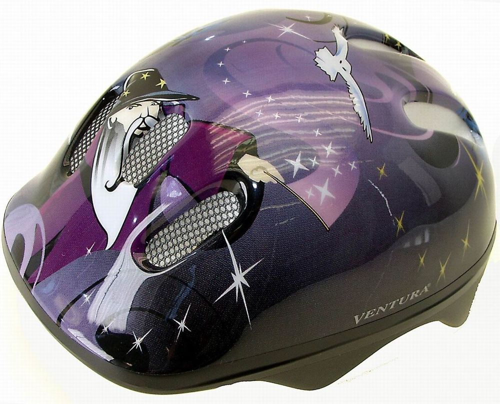 Шлем детский-подростковый с сеточкой 6 отверстий 52-56см WIZARD/пурпурно-сине-черный (10) M-WAVE
