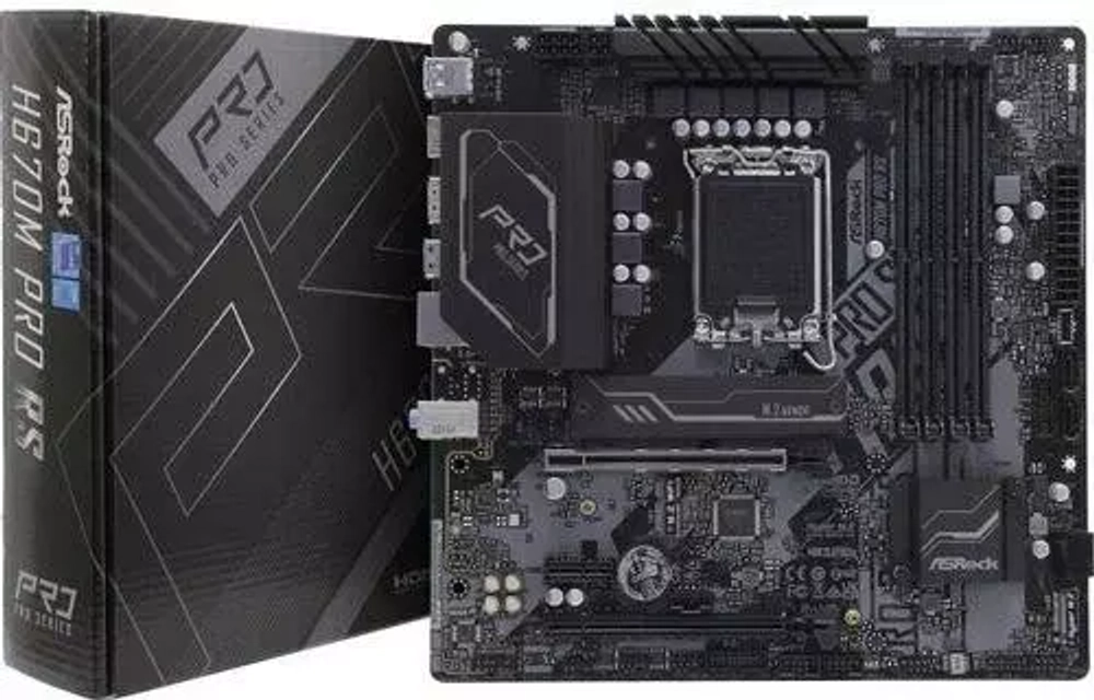Материнская плата ASROCK H670M PRO RS, LGA 1700, Intel H610, mATX, RTL