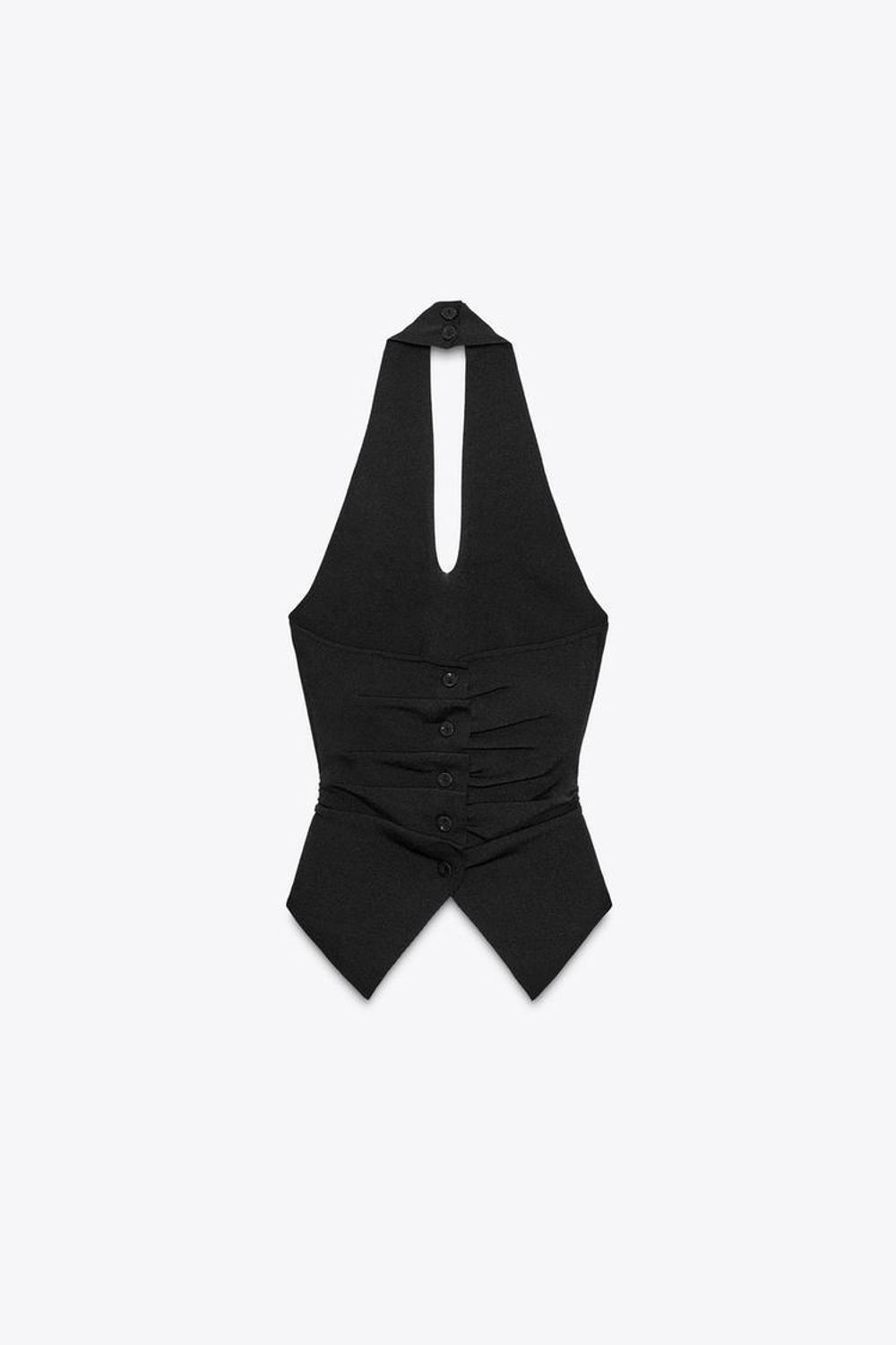 ZARA ТОП ХАЛТЕР С ТЕКСТУРНЫМИ СБОРКАМИ, ЧЕРНЫЙ