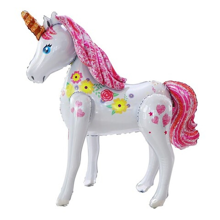 Фольгированный шар-фигура стоячая «Цветочный единорог» AIR, 117 см