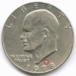 1 доллар 1978 год (D). США. Эйзенхауэр. Медь с медно-никелевым покрытием, диаметр 38.1 мм. XF