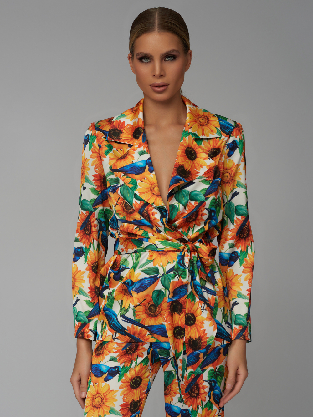 Пижамный костюм с птичками и подсолнухами