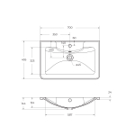 Тумба напольная с раковиной BelBagno ALBANO-700-2C-PIA-BL Bianco Lucido, раковина BB700/455-LV-MR-ALR
