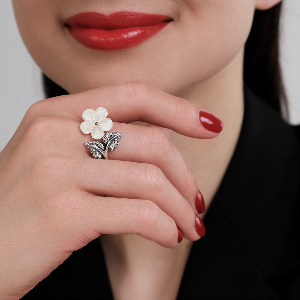 "Фуэте"  кольцо в серебряном покрытии из коллекции "Балет" от Jenavi
