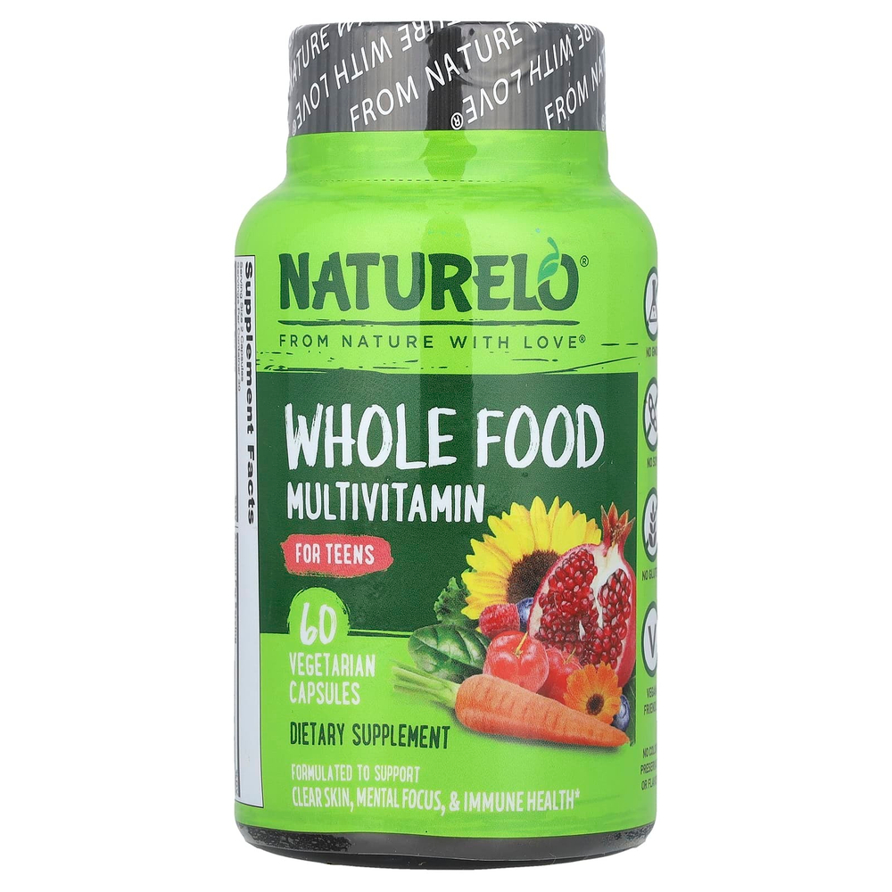 NATURELO, мультивитамины из цельных продуктов для подростков, 60 растительных капсул