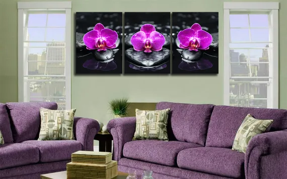 Модульная картина "Фиолетовые орхидеи"
