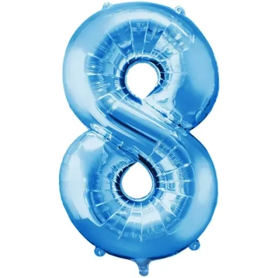 Шар фольгированный 32'/81см «Цифра 8» (синий)