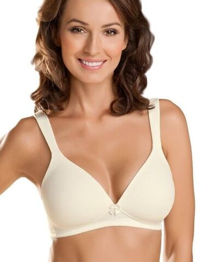 Бескаркасный бюстгальтер с бесшовными формованными чашками на поролоне (Размер: 85A) (Цвет: кремовый)