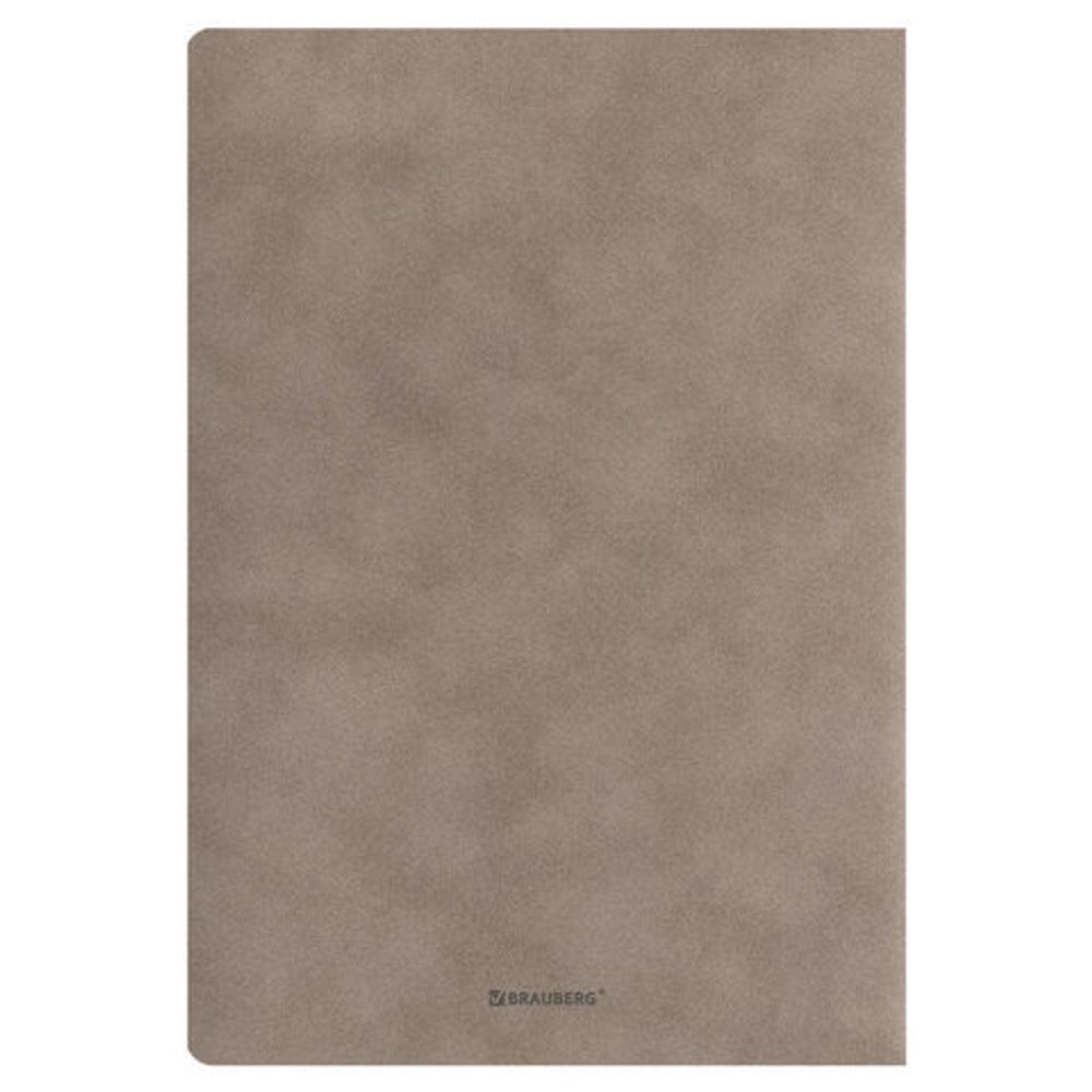 Тетрадь 48 л. в клетку обложка кожзам под замшу, сшивка, A5 (147х210мм), СЕРЫЙ, BRAUBERG CAPRISE, 403859