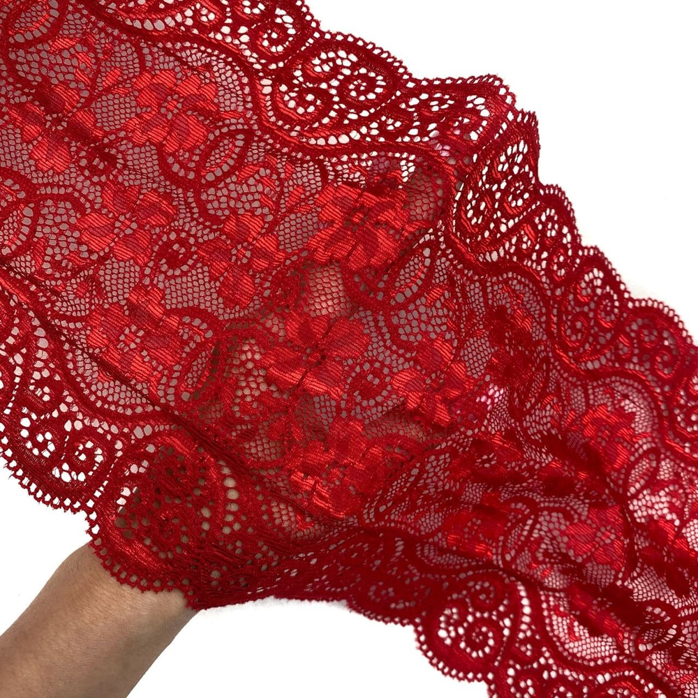 Кружево эластичное красное 18 см
