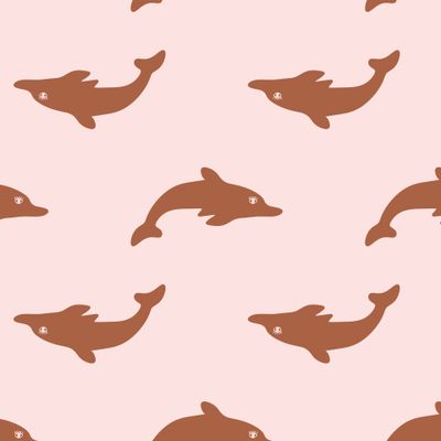 Коричневые дельфины на бежевом фоне