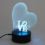 Светильник ночник «3D-LOVE» на пластиковой подставке, с включателем USB