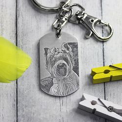 Брелок с гравировкой фото собаки на заказ