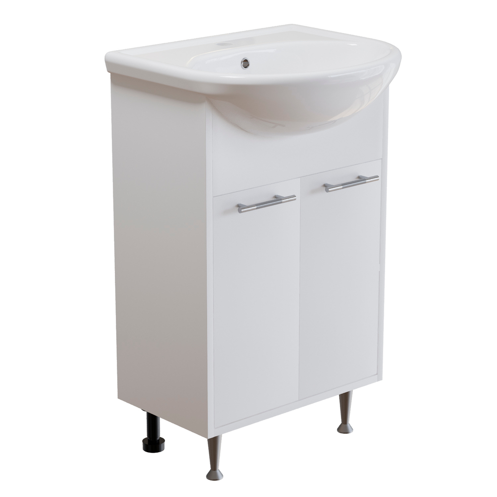 Тумба д/ванной "АлАн-55" белый 2 створки  под раковину Уют-55 (Rosa) (ЛДСП) (разбор)