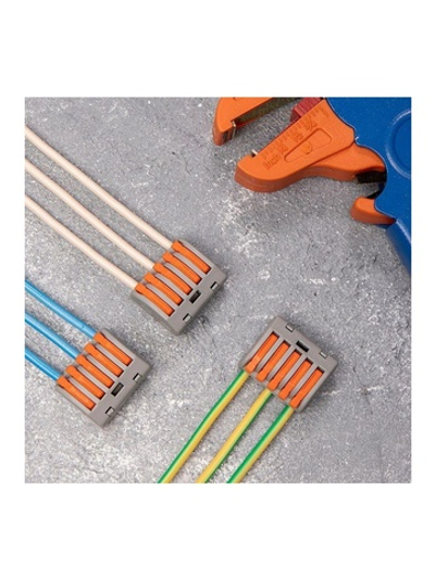 Клемма строительно-монтажная СМК 222-415 5-проводная 0.08-2.5/4кв.мм сер. (уп.40шт) Rexant 07-5255-4