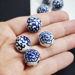 Бусины Гжель, керамические, синие голубые, р-р 16мм, штучно