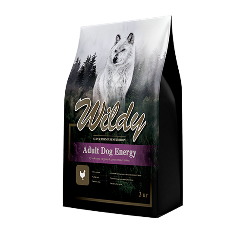 Сухой корм Wildy Adult Dog Energy Сухой корм с курицей для активных собак 3 кг