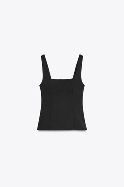 ZARA ТОП С БАНТОМ СЗАДИ, ЧЕРНЫЙ