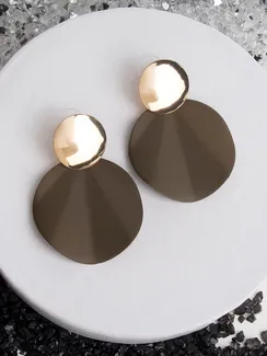 Серьги металл "Леди" волны, цвет оливковый в золоте