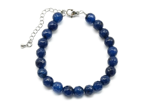 Браслет с шариками кальцита 8мм с замком, цвет сапфир, 19см