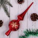 Верхушка на ёлку 26 см «Снежинка», Красный/золото