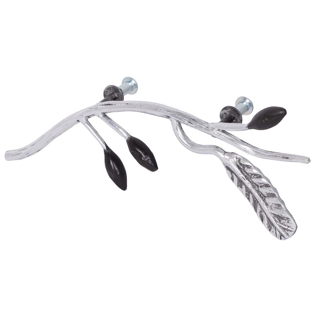 Ручка мебельная скоба Oliva Branch (Олива Бранч) правая Античное серебро