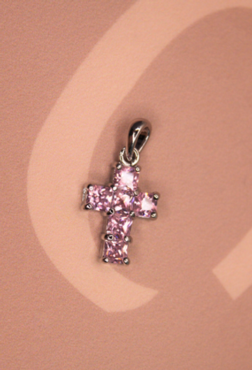 Подвеска крест розовый 13х20 мм