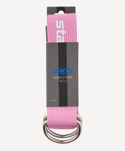 Ремень для йоги YB-100 183 см, хлопок, розовый пастель
