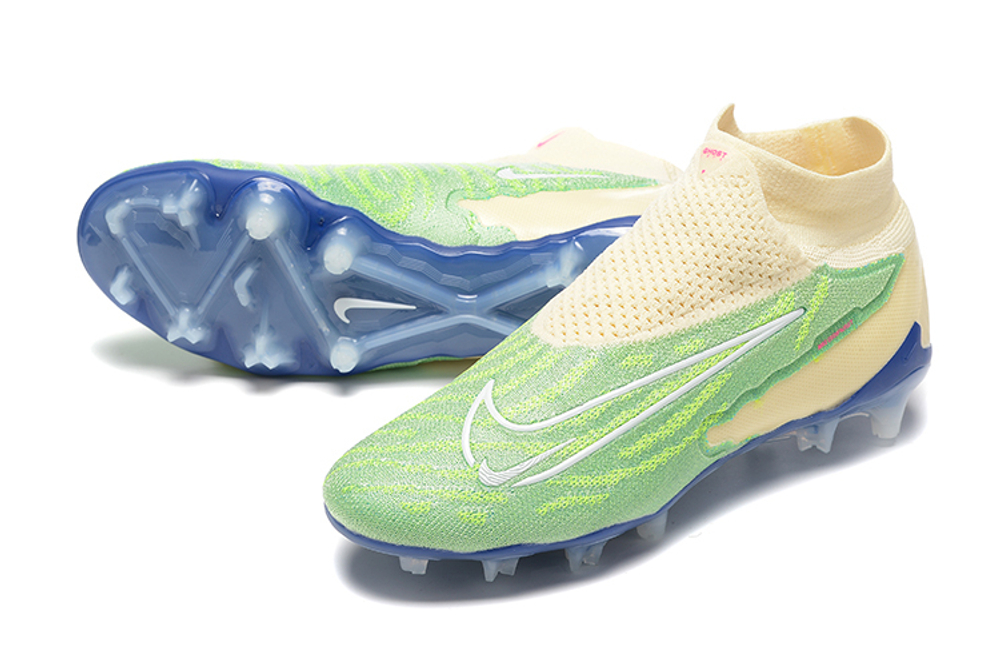Бутсы Nike Phantom GX Elite FG (Бежевый+зеленый)