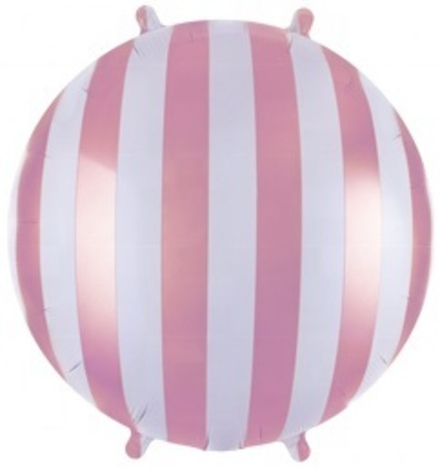 Шар Круг "Белые полосы Розовый" 45 см
