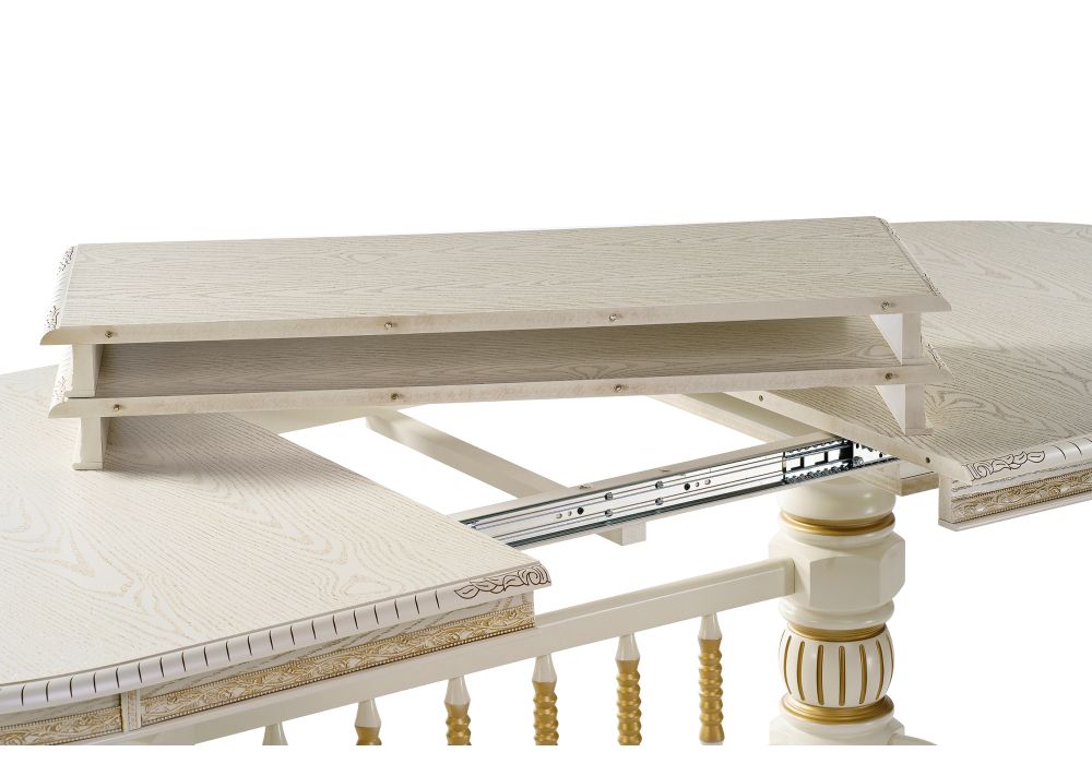 Деревянный стол Кантри 200(280)х107х79 слоновая кость / патина золото