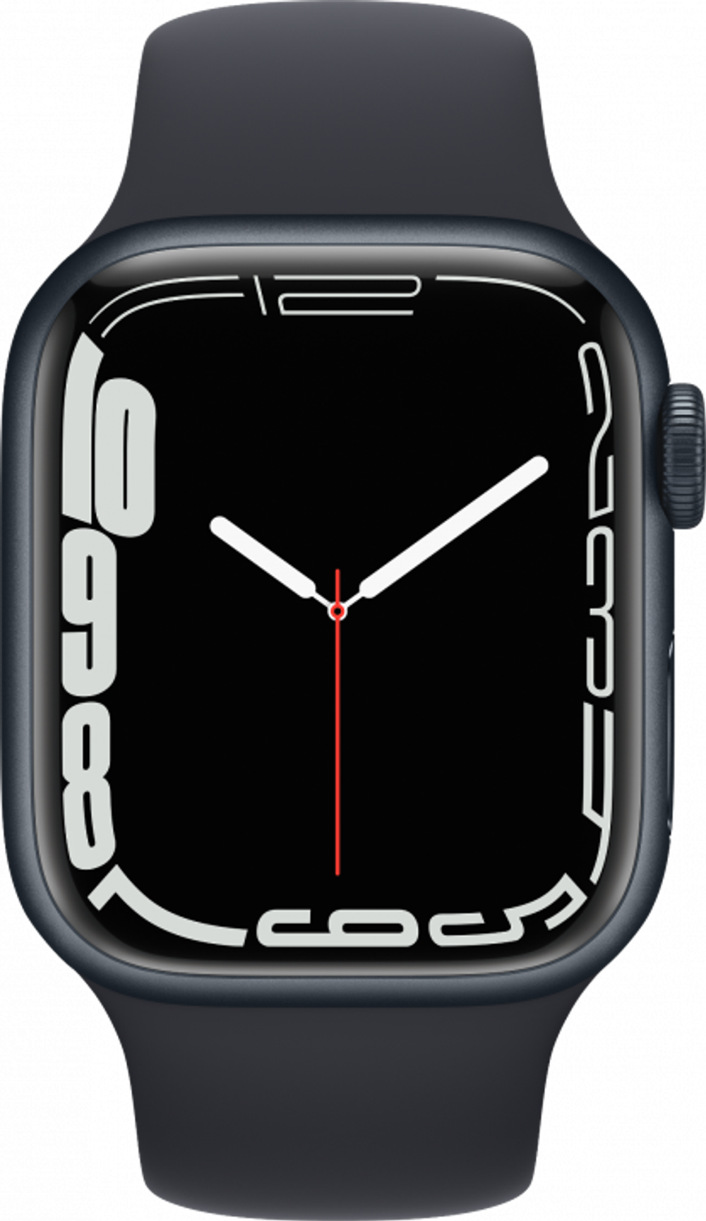 Apple Watch Series 7 45 мм, корпус из алюминия цвета «тёмная ночь», спортивный ремешок «тёмная ночь