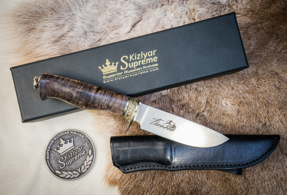 Охотничий нож Theseus M390 Satin темная рукоять