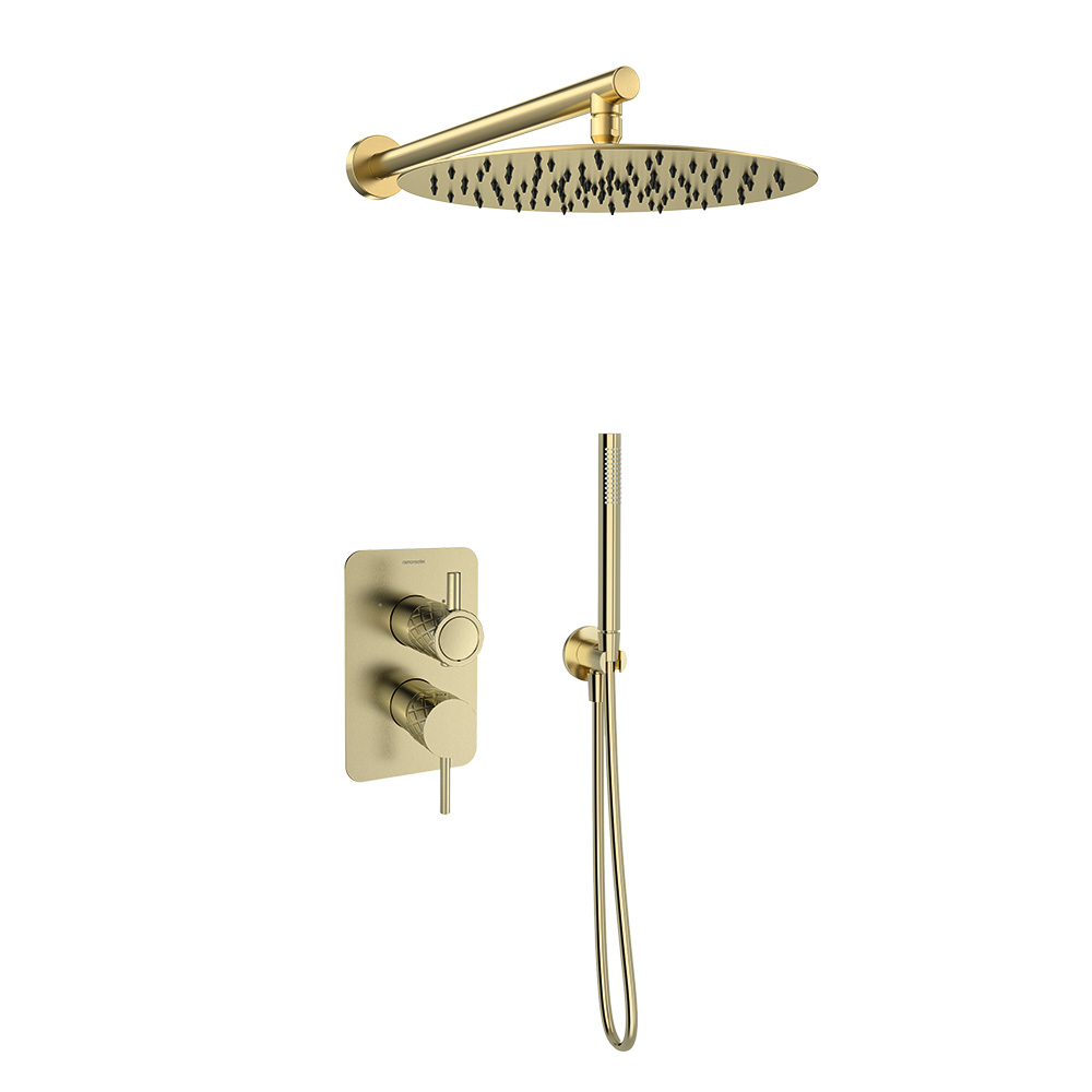 Встраиваемый смеситель для душа на 2 выхода с троп. и руч. душем ODISEA JOYA K5915122OC золото
