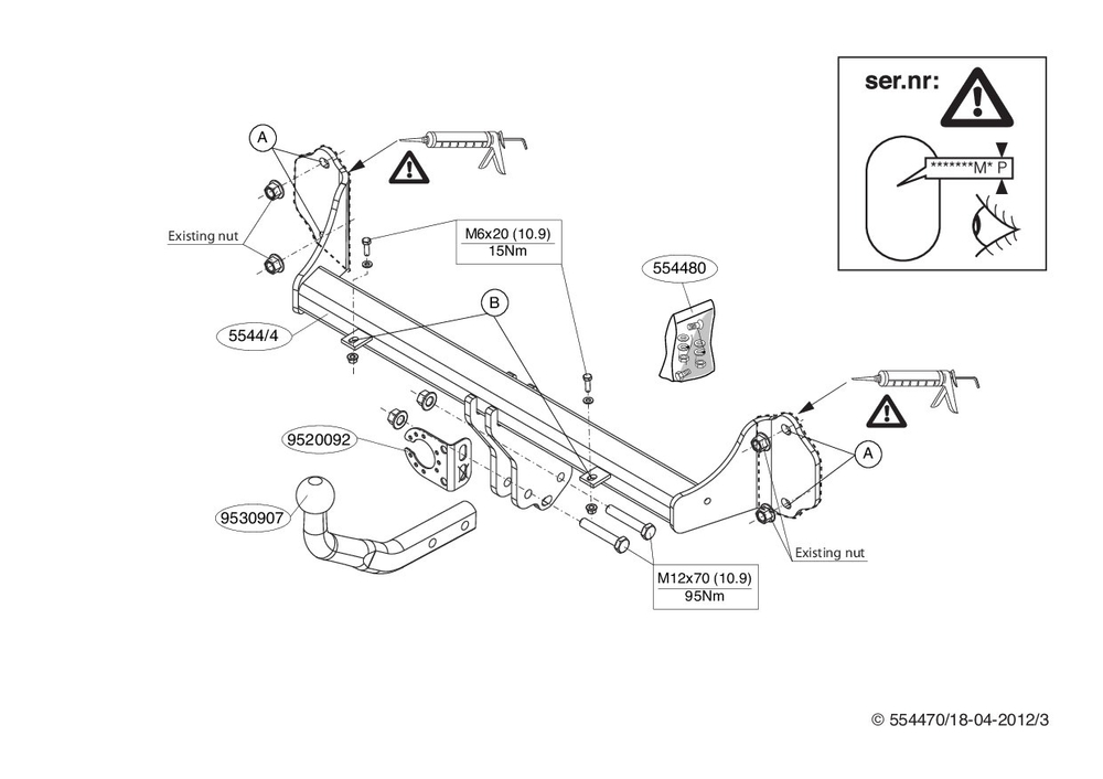 Фаркоп Brink (Thule) 554400 для BMW 3 (2012 - )(паспорт и сертификат в комплекте)(без электрики)