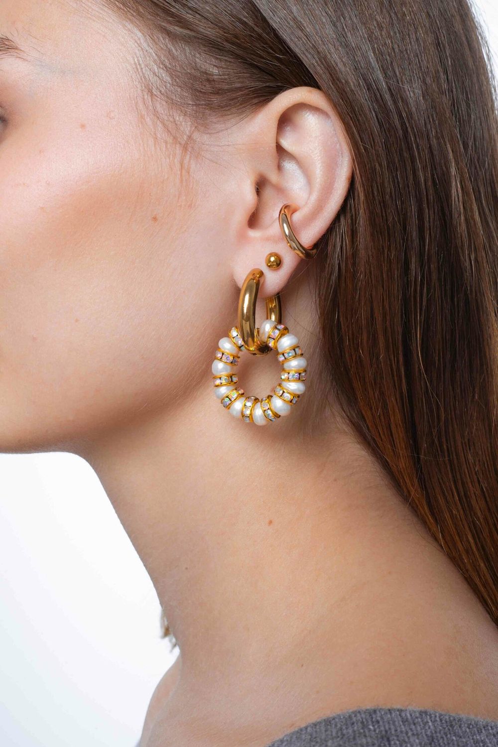 Подвеска Кольцо из жемчуга с инкрустированным разделителем