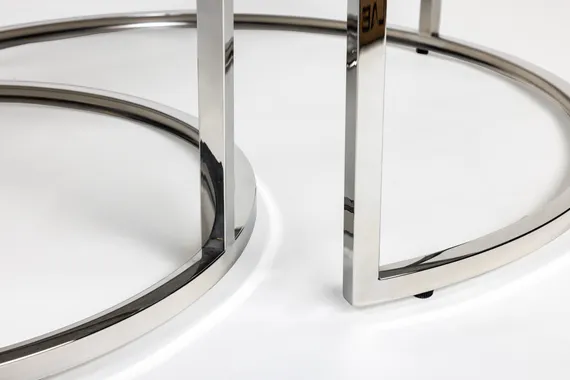 Комплект из 2 столиков Silvy Marble, серебро, белый мрамор